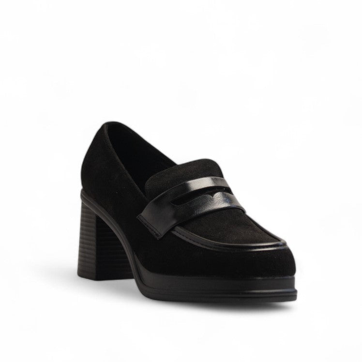Europeon Union Women Black Leather X Chamois Shoes #3166