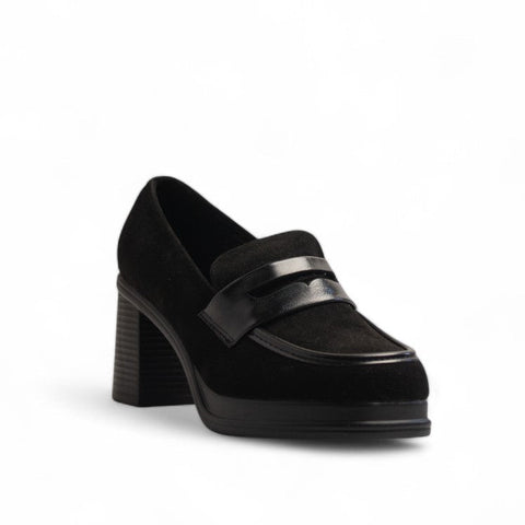 Europeon Union Women Black Leather X Chamois Shoes #3166