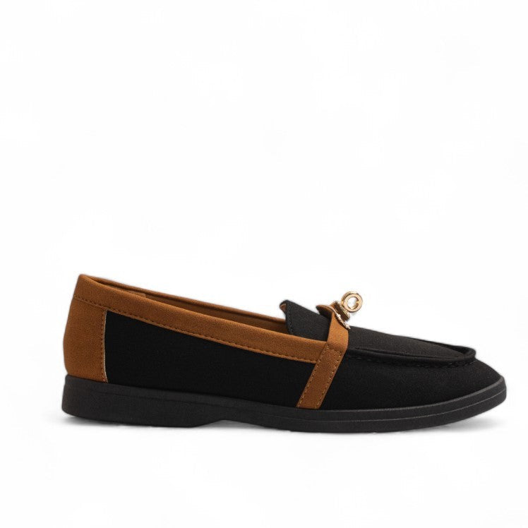 Europeon Union Women Black Leather X Chamois Shoes #3167
