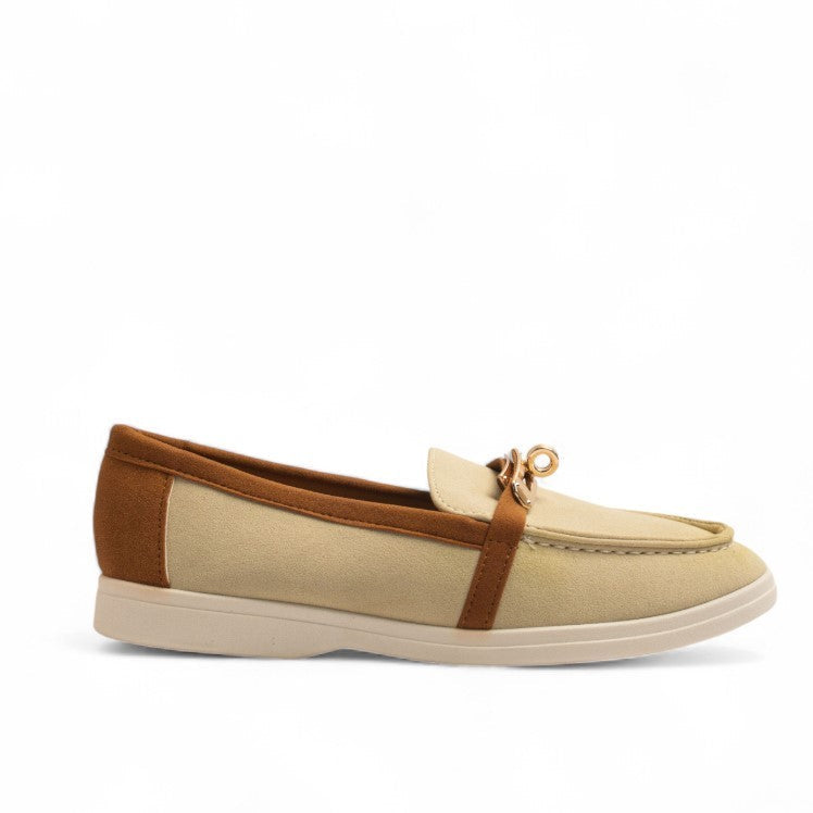 Europeon Union Women Beige Leather X Chamois Shoes #3168