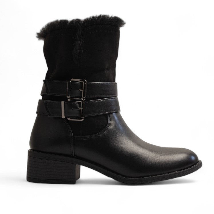Europeon Union Women Black Leather Half Boot #3185