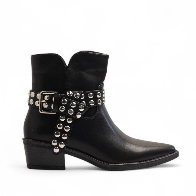 Europeon Union Women Black Leather Half Boot #3199