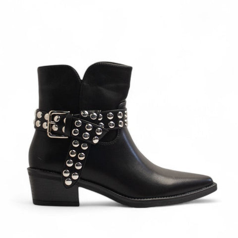 Europeon Union Women Black Leather Half Boot #3199
