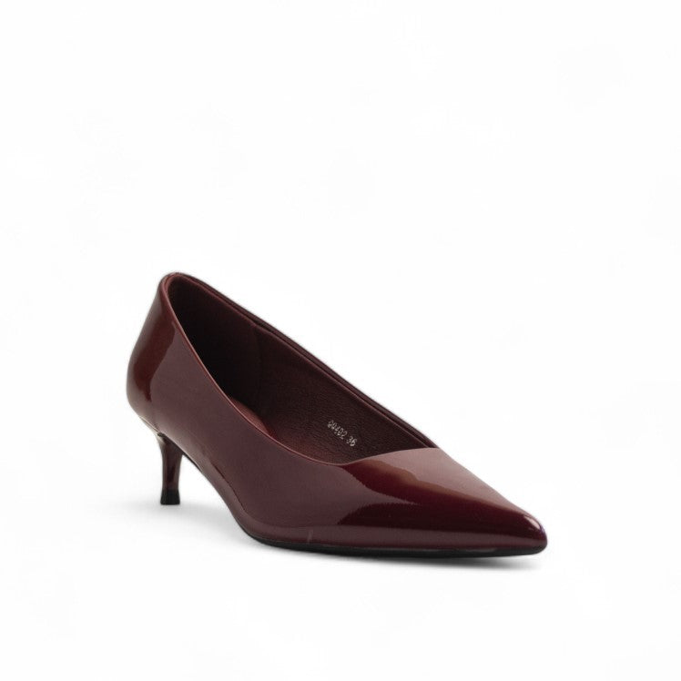 Europeon Union Women Maroon Vernis Leather Heels #3204
