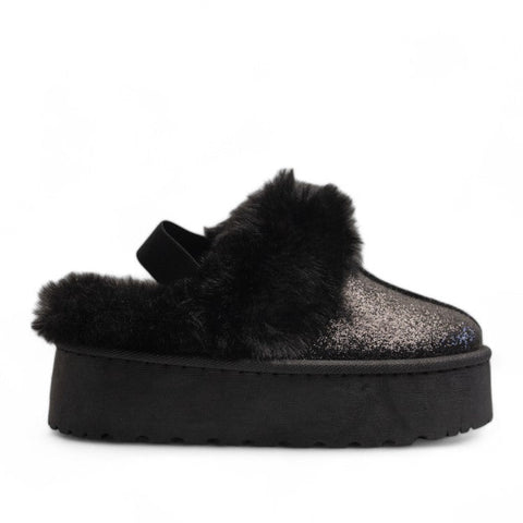 Europeon Union Women Black Glitter Mules #3208