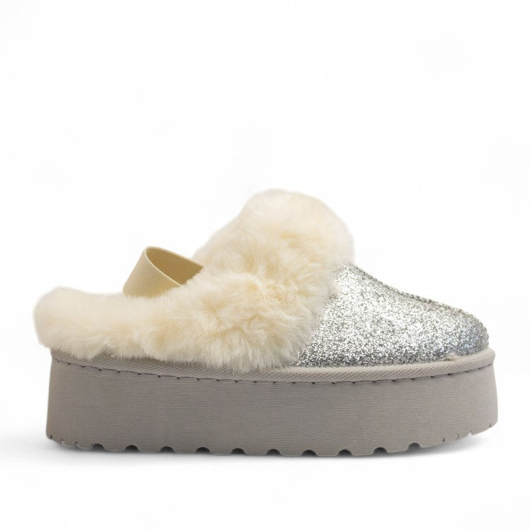 Europeon Union Women Silver Glitter Mules #3209