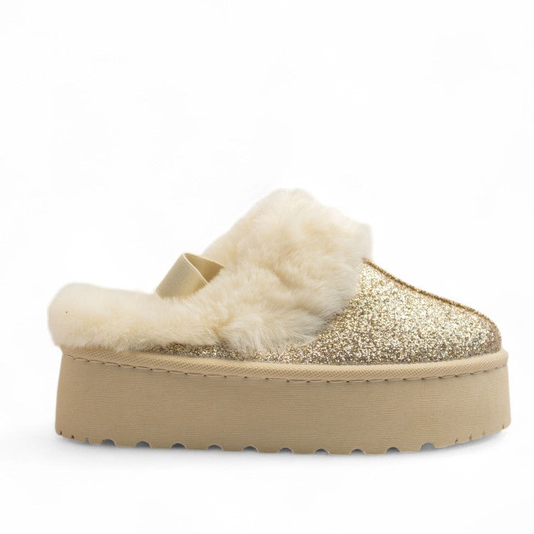 Europeon Union Women Gold Glitter Mules #3210
