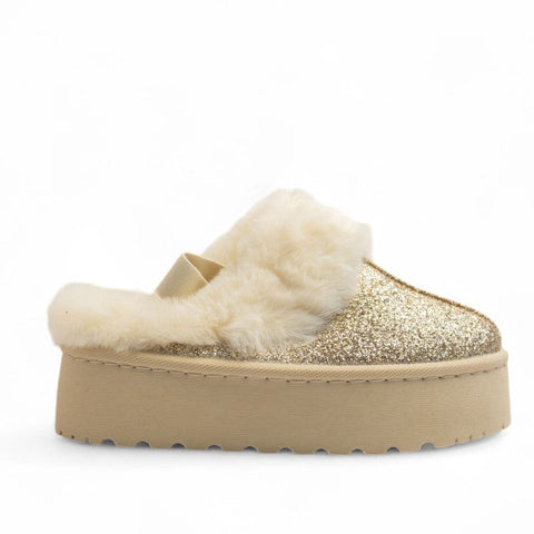 Europeon Union Women Gold Glitter Mules #3210