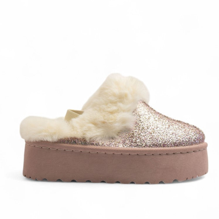 Europeon Union Women Pink Glitter Mules #3211