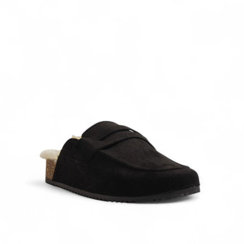 Europeon Union Women Black Chamois Mules #3223