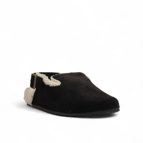 Europeon Union Women Black Chamois Mules #3224