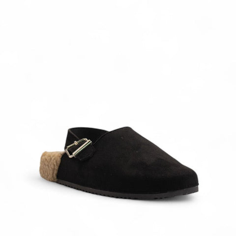 Europeon Union Women Black Chamois Mules #3227