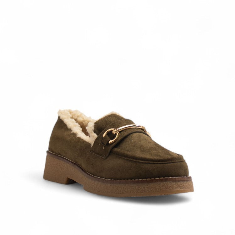 Europeon Union Women Kaki Chamois Shoes #3242