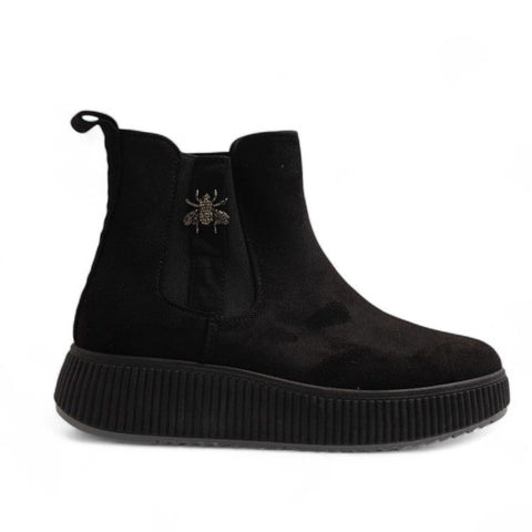 Europeon Union Women Black Chamois Half Boot #3260
