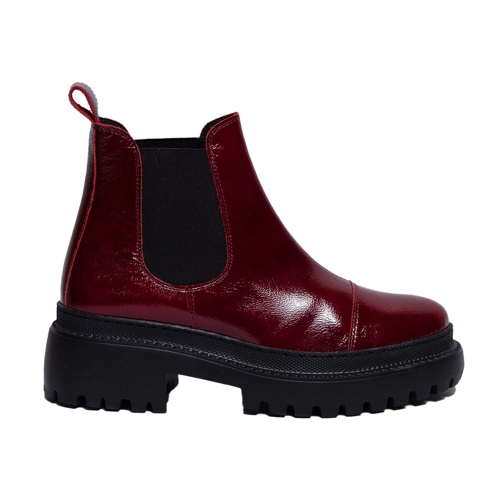 Spanish Women Red Vernis Leather Half Boot #0326