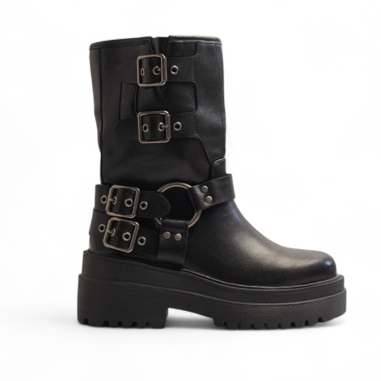 Europeon Union Women Black Leather Half Boot #3294