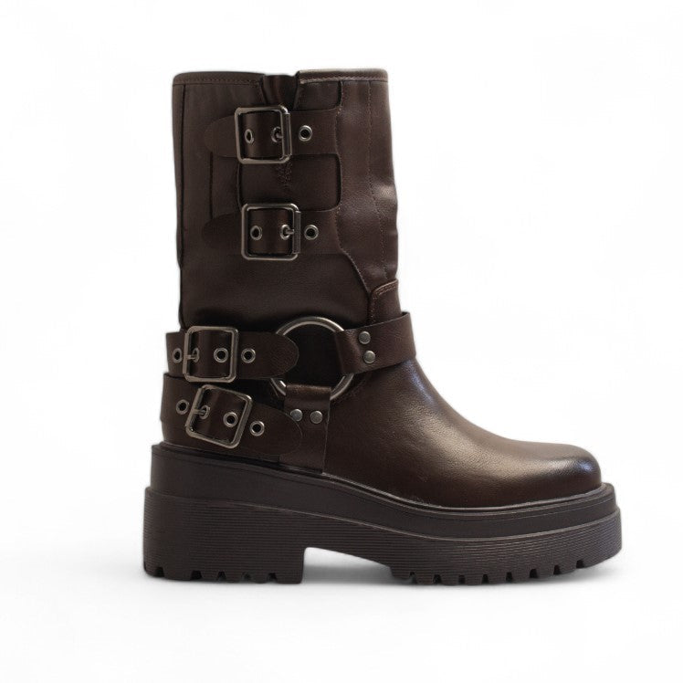 Europeon Union Women Brown Leather Half Boot #3295