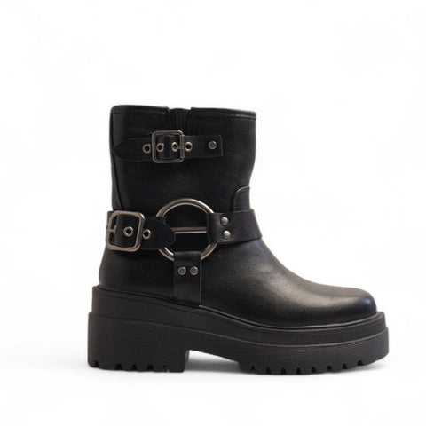 Europeon Union Women Black Leather Half Boot #3296