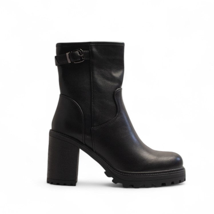 Europeon Union Women Black Leather Half Boot #3297