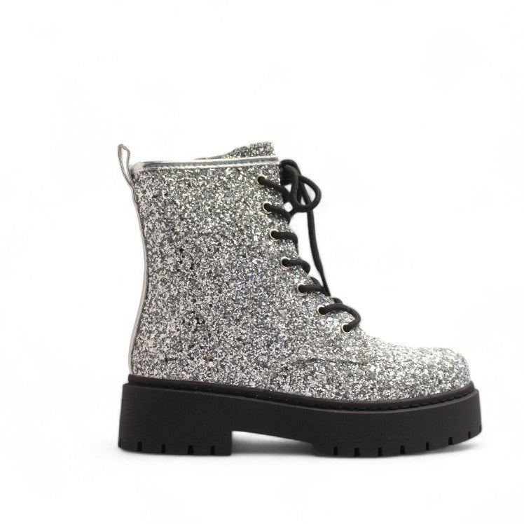 Europeon Union Women Silver Glitter Half Boot #3303