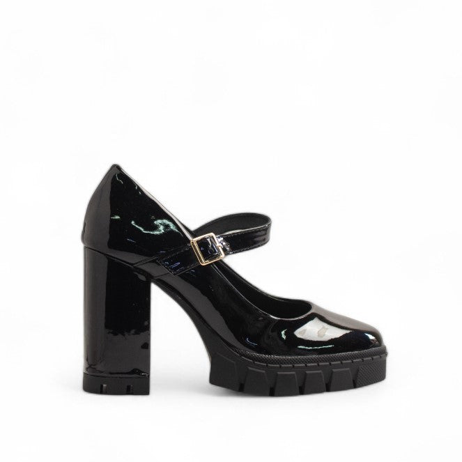 Europeon Union Women Black Vernis Leather Heels #3307