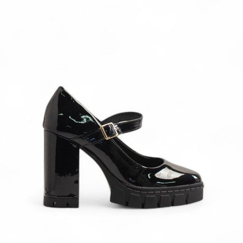 Europeon Union Women Black Vernis Leather Heels #3307