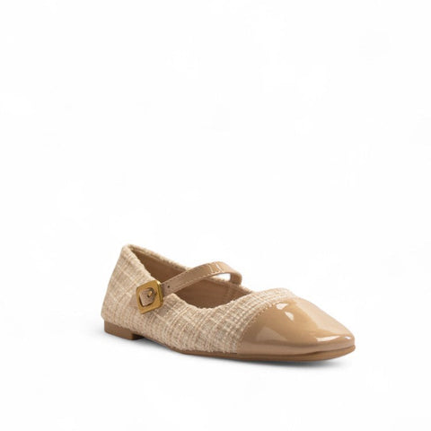 Europeon Union Women Beige Cloth Ballerina #3311