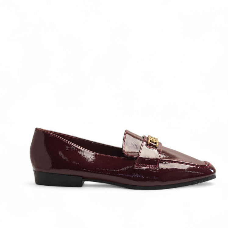 Europeon Union Women Maroon Vernis Leather Shoes #3313