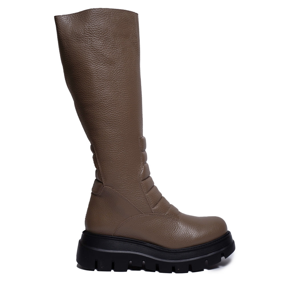 Spanish Women Beige Leather Boot #0331