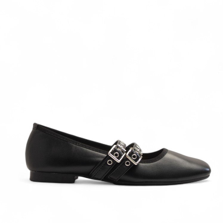 Europeon Union Women Black Leather Ballerina #3321
