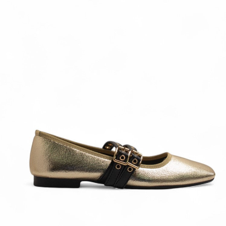 Europeon Union Women Gold Leather Ballerina #3323