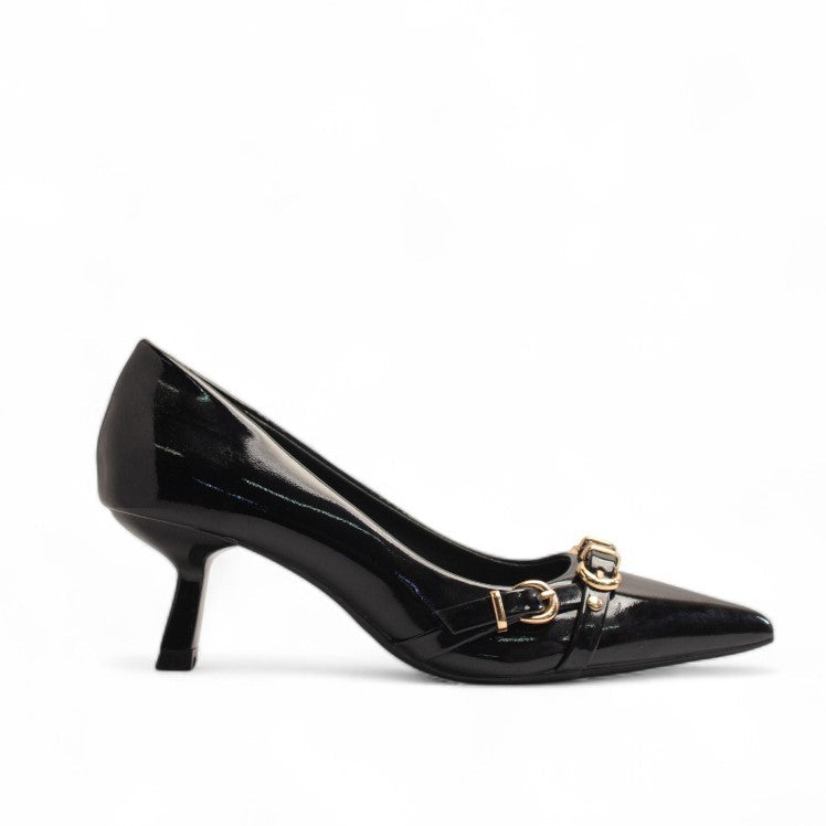 Europeon Union Women Black Vernis Leather Heels #3331