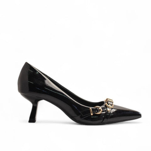 Europeon Union Women Black Vernis Leather Heels #3331