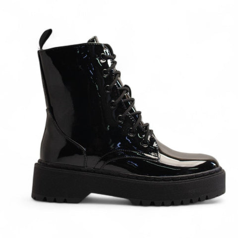 Europeon Union Women Black Vernis Leather Half Boot #3337