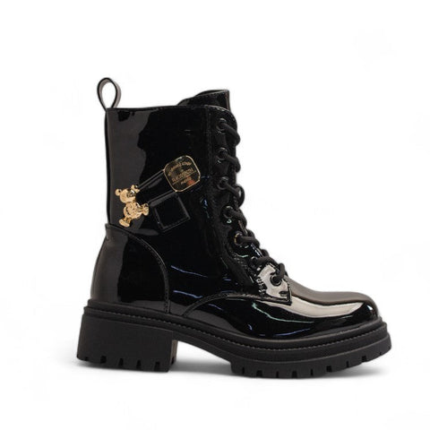 Europeon Union Women Black Vernis Leather Half Boot #3345