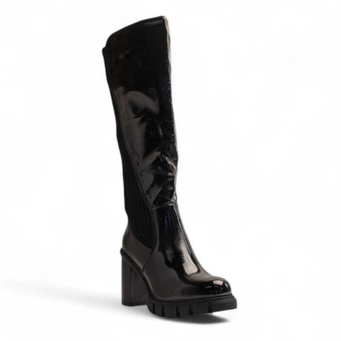 Europeon Union Women Black Vernis Leather Boot #3349