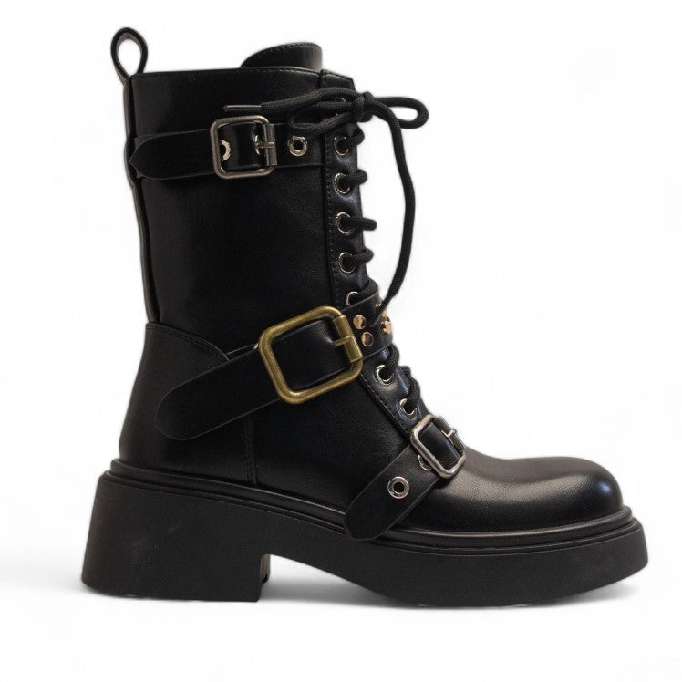 Europeon Union Women Black Leather Half Boot #3359
