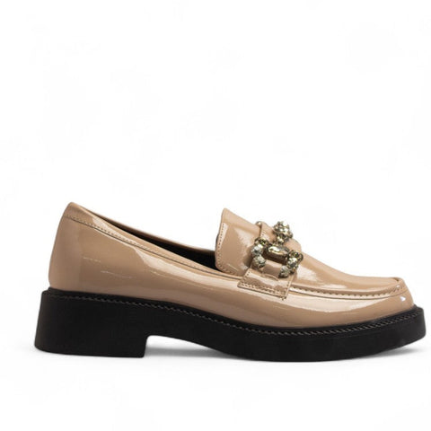 Europeon Union Women Beige Vernis Leather Shoes #3362