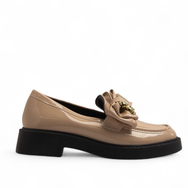Europeon Union Women Beige Vernis Leather Shoes #3366