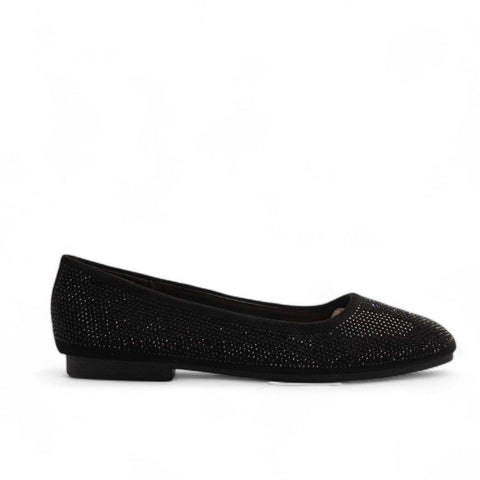 Europeon Union Women Black Glitter Ballerina #3372