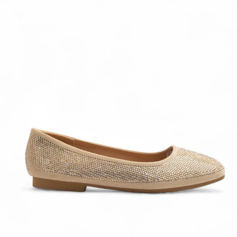 Europeon Union Women Gold Glitter Ballerina #3373