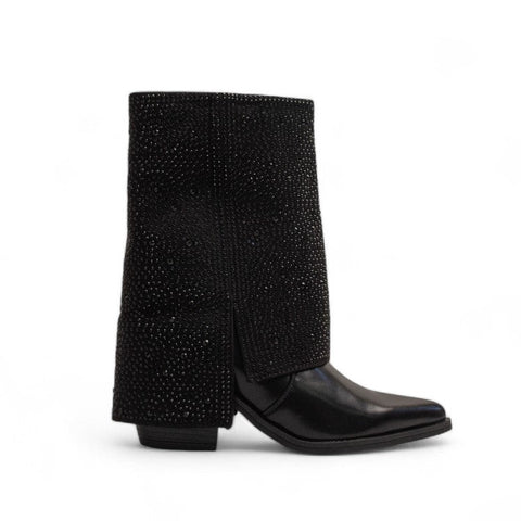 Europeon Union Women Black Leather Half Boot #3388