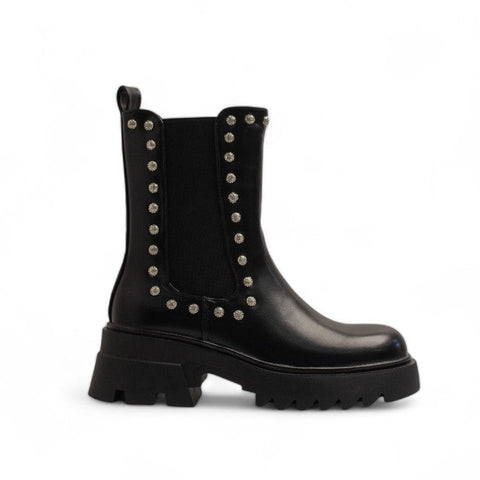Europeon Union Women Black Leather Half Boot #3389