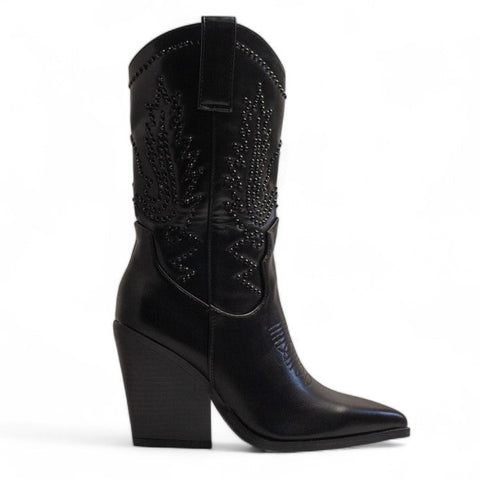 Europeon Union Women Black Leather Half Boot #3392