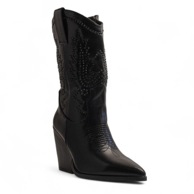 Europeon Union Women Black Leather Half Boot #3392