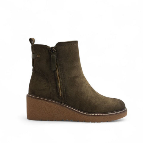 Europeon Union Women Kaki Chamois Half Boot #3399