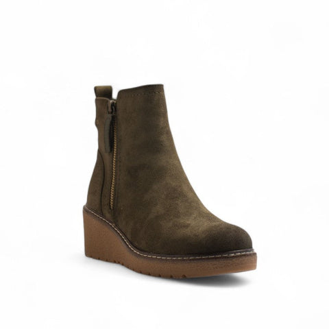 Europeon Union Women Kaki Chamois Half Boot #3399