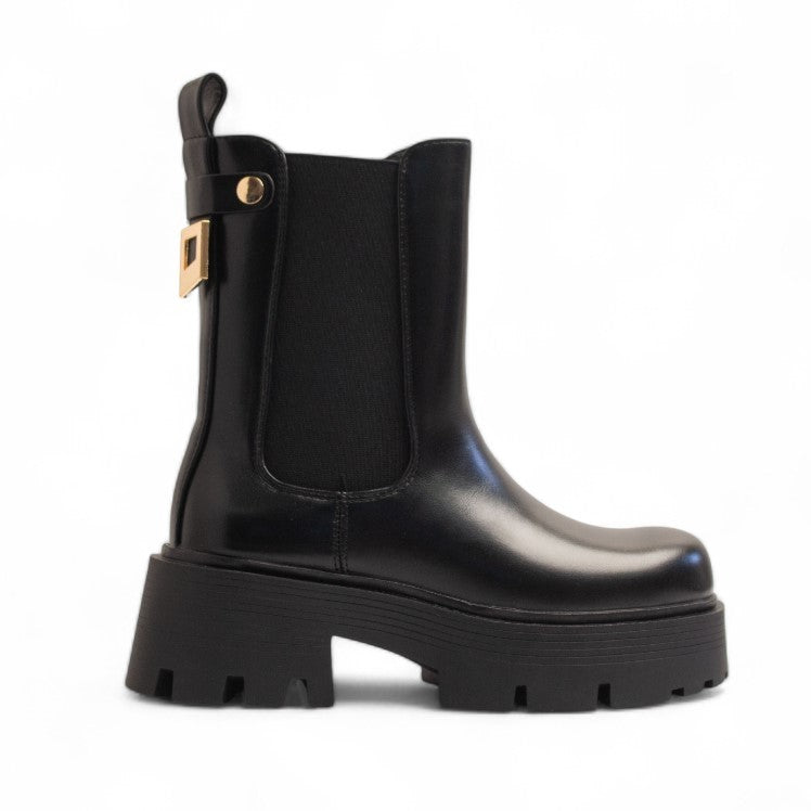 Europeon Union Women Black Leather Half Boot #3405