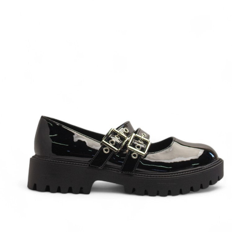Europeon Union Women Black Vernis Leather Shoes #3411