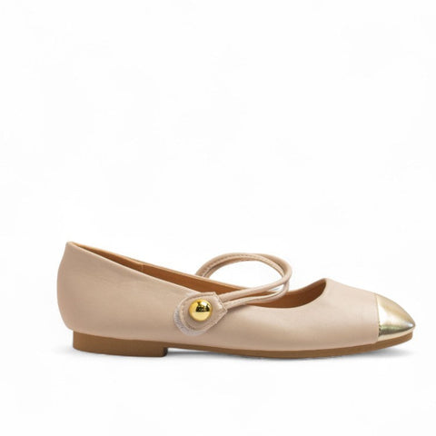 Europeon Union Women Beige Leather Ballerina #3412